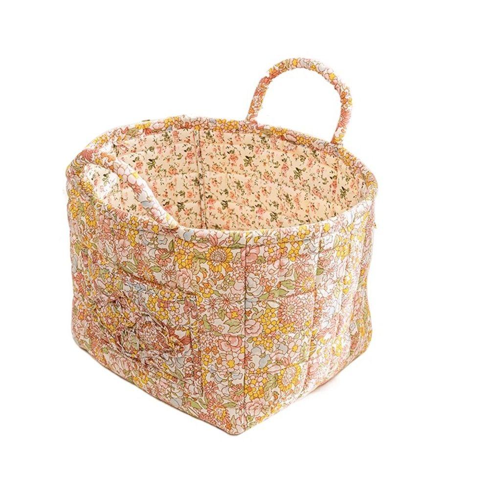 Elegant Pastoral Style Fabric Storage Basket Stackable Foldable Sundries Storage Organizer Washable Picnic Basket for Home