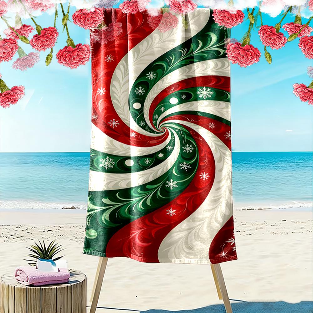 Christmas Swirl Pattern with Snowflakes Beach towel quick-drying for travel outdoor sports jogging beach and swimming