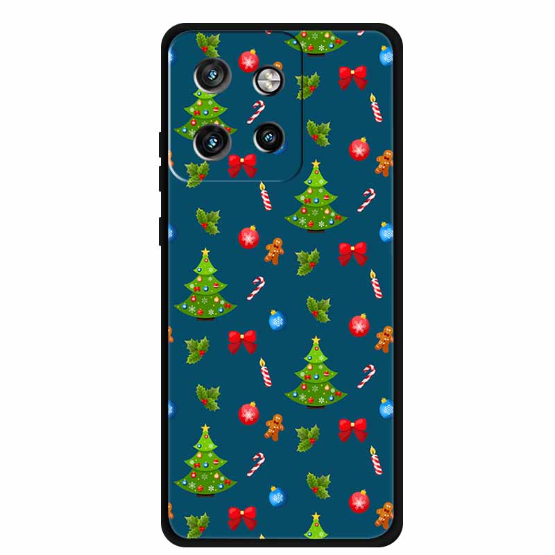 Christmas Cover For Motorola Moto G75 5G Black Silicone Cases TPU Santa Claus Christmas Tree Cover Deer For Moto G75 5G TPU case