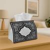 1pc Bohemian Paisley Mandala Tissue Box Cover - Soft Fabric Suitable for Living Room & Car, Decorative Case with Subtle Black White Mandala Pattern, D