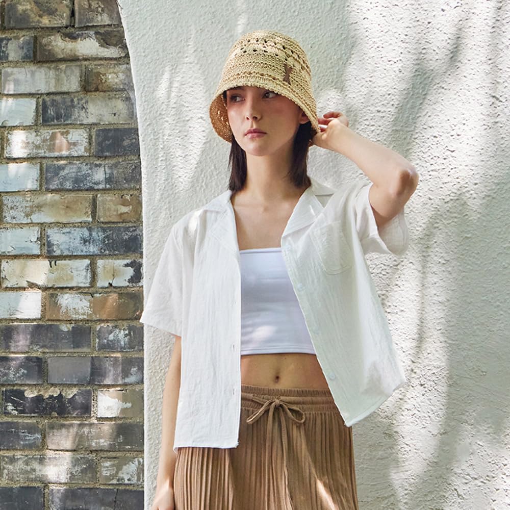 VA Патч Мягкая Вязаная Панама Бежевая