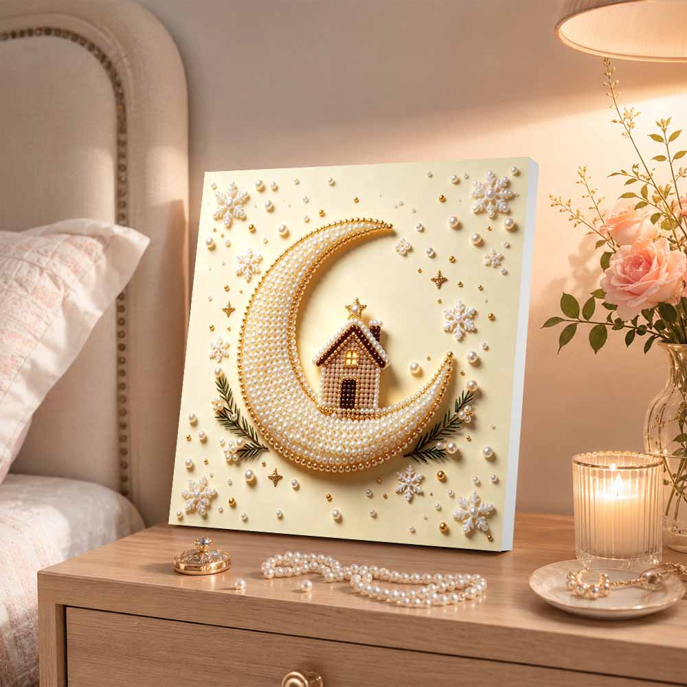 Pearl painting Christmas art kit DIY moon house snowflake craft handmade home decor painting