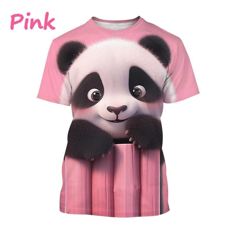 Летние футболки унисекс с круглым вырезом и 3D принтом мультяшного животного панды, модные повседневные футболки с коротким рукавом для мужчин и женщин