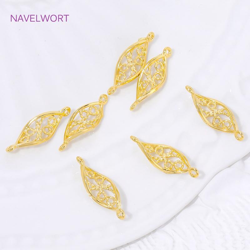 5/10Pcs 18K Gold Plated Brass Leaf Shape Connector Charms For Jewelry Making,Connector For Bracelets,DIY Earring Accessories