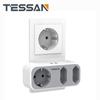 Tessan 5 In 1 USB Socket Adapter with 2 USB Ports and 3 EU Outlets EU Plug Socket Power Strip for Office/Home