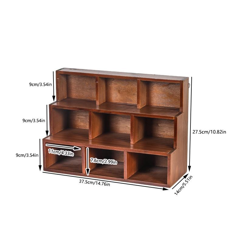 1 шт., красная/синяя, 9-секционная, винтажная деревянная настенная стойка для хранения, настольная, высококачественная стойка для демонстрации ювелирных изделий и предметов коллекционирования.