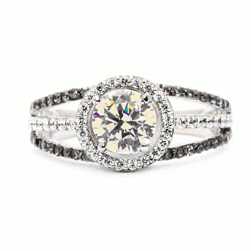 European and American style, minimalist rose gold cubic zirconia ring Creative three-ring alloy jewelry with diamond accents
