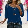 Women Plus Size White Round Neck Half Sleeve Loose Fit Halloween Dachshund Printed Blouse
