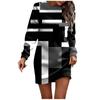 Long Sleeve Dress For Women Casual Printed Pullover Hip Pack Dress Sweater Dress Autumn
