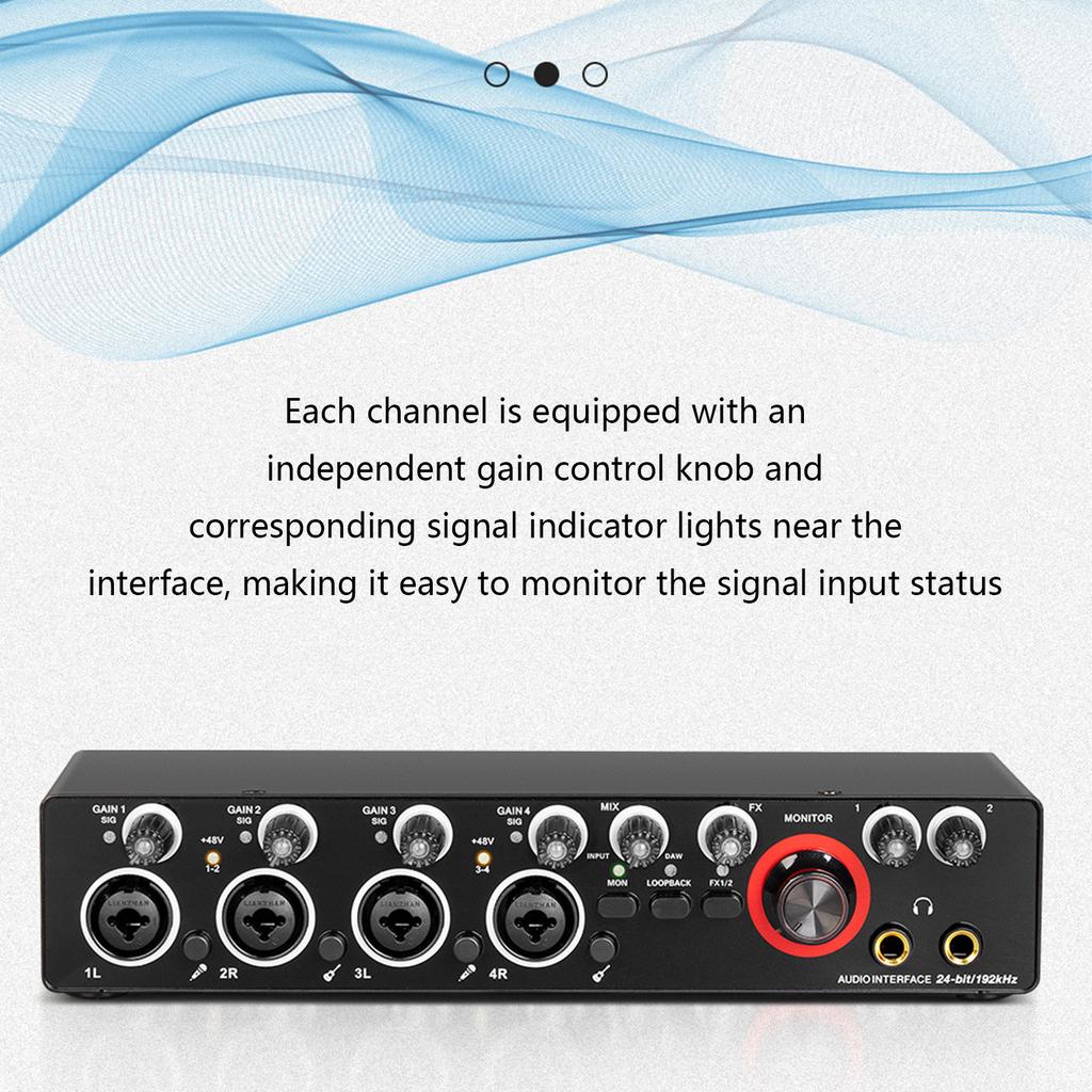 Четырехканальный аудиоинтерфейс звуковая карта для записей студийного качества Звуковая карта с фантомным питанием и питанием USB DC5V