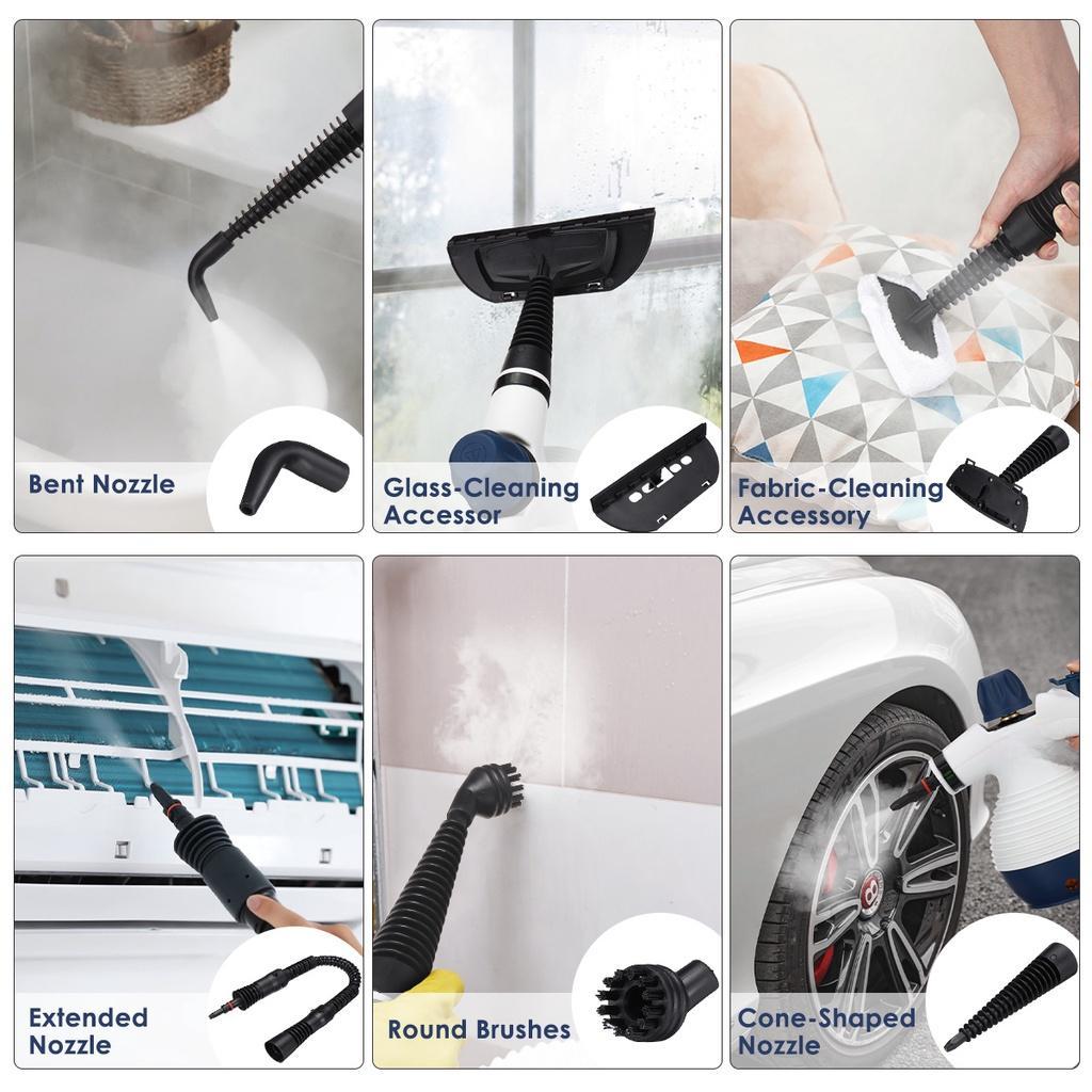9 шт., 3,5 бар, многоцелевой ручной электрический пароочиститель с аксессуарами для дома, дивана, пятен, ковров, штор, автомобильных сидений, 1050 Вт
