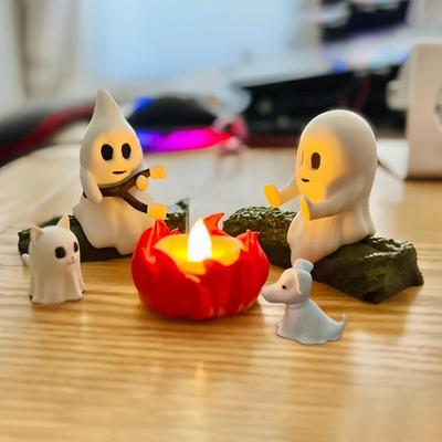 Призрачный Костер Мерцающий Сбор Жуткий Милый Фигурка Призрака Статуэтка на Хэллоуин для Улицы Внутри Ночной Сбор Семья