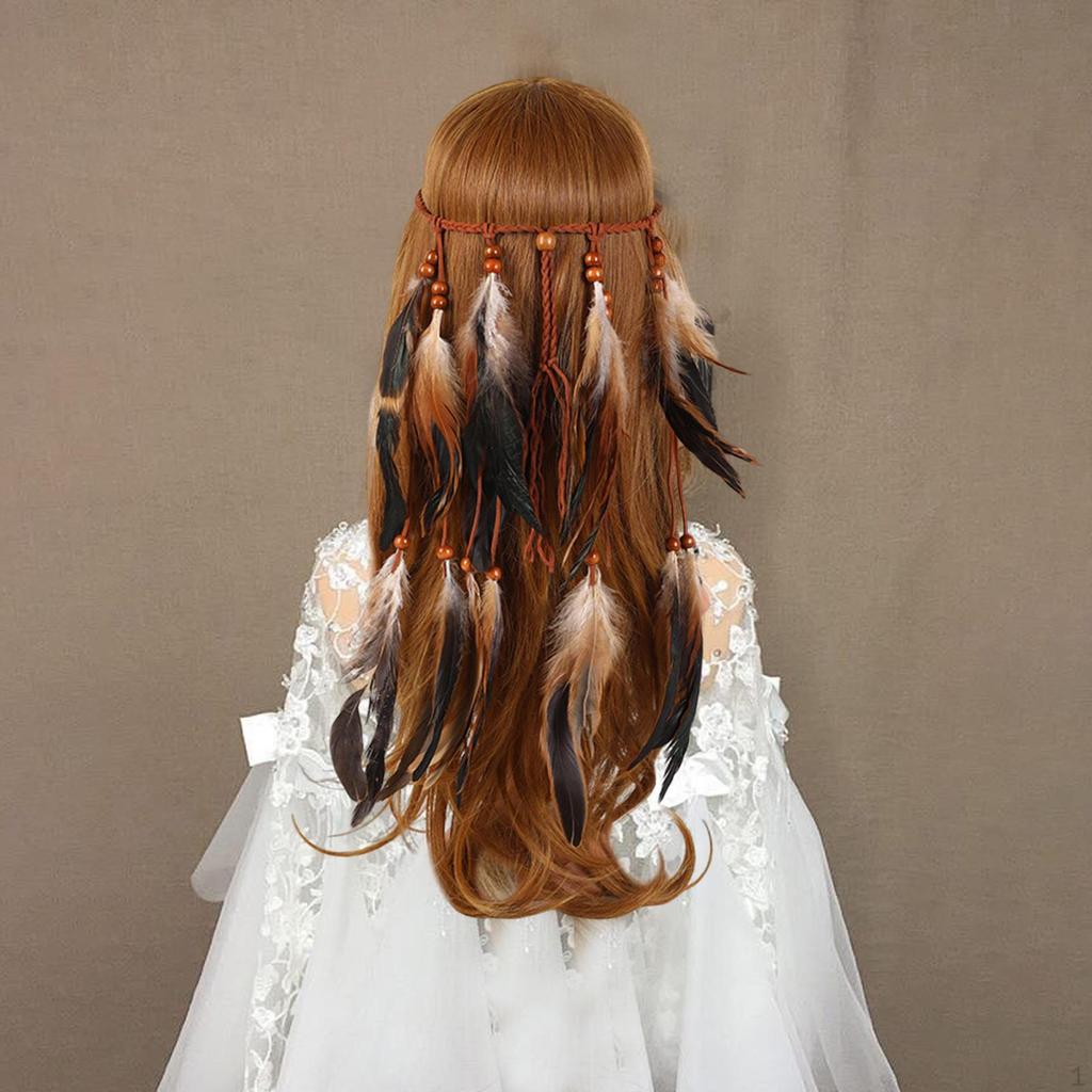 Бохо Повязка на голову с искусственными перьями Аксессуары для волос Индийский головной убор для маскарадного костюма
