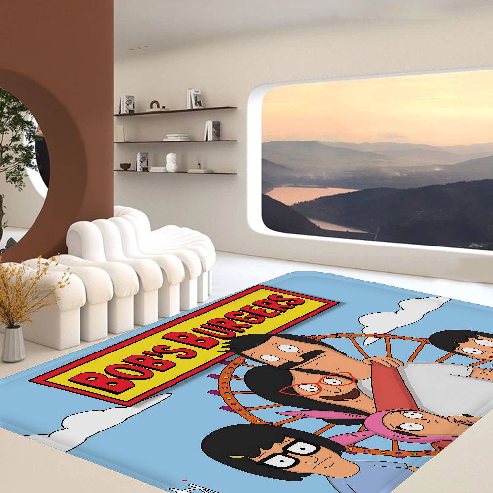 Cartoon B-Bobs Anime BurgersES Entrance Door Mat Washable Non-Slip Living Room Sofa Chairs Area Mat Kitchen Welcome Doormat