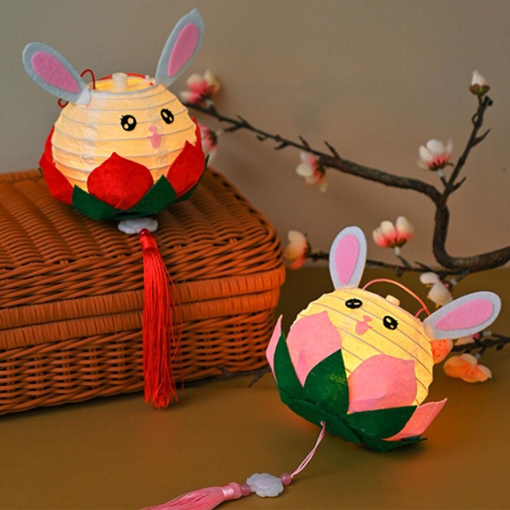 DIY Material Package Lotus Flower Lanterns Glowing Rabbit Lotus Lantern Holiday Decoration