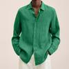 Designer Spring Summer Men's Casual Cotton Linen Solid Color Long Sleeve Shirts Loose Shirts