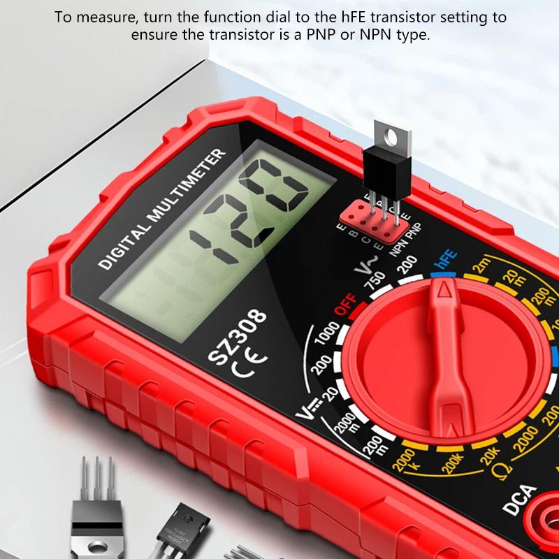 Digital Multimeter AC DC Current Voltage Resistance Tester LCD Screen Ohm Square Wave Test Portable Electrician Measuring Tool