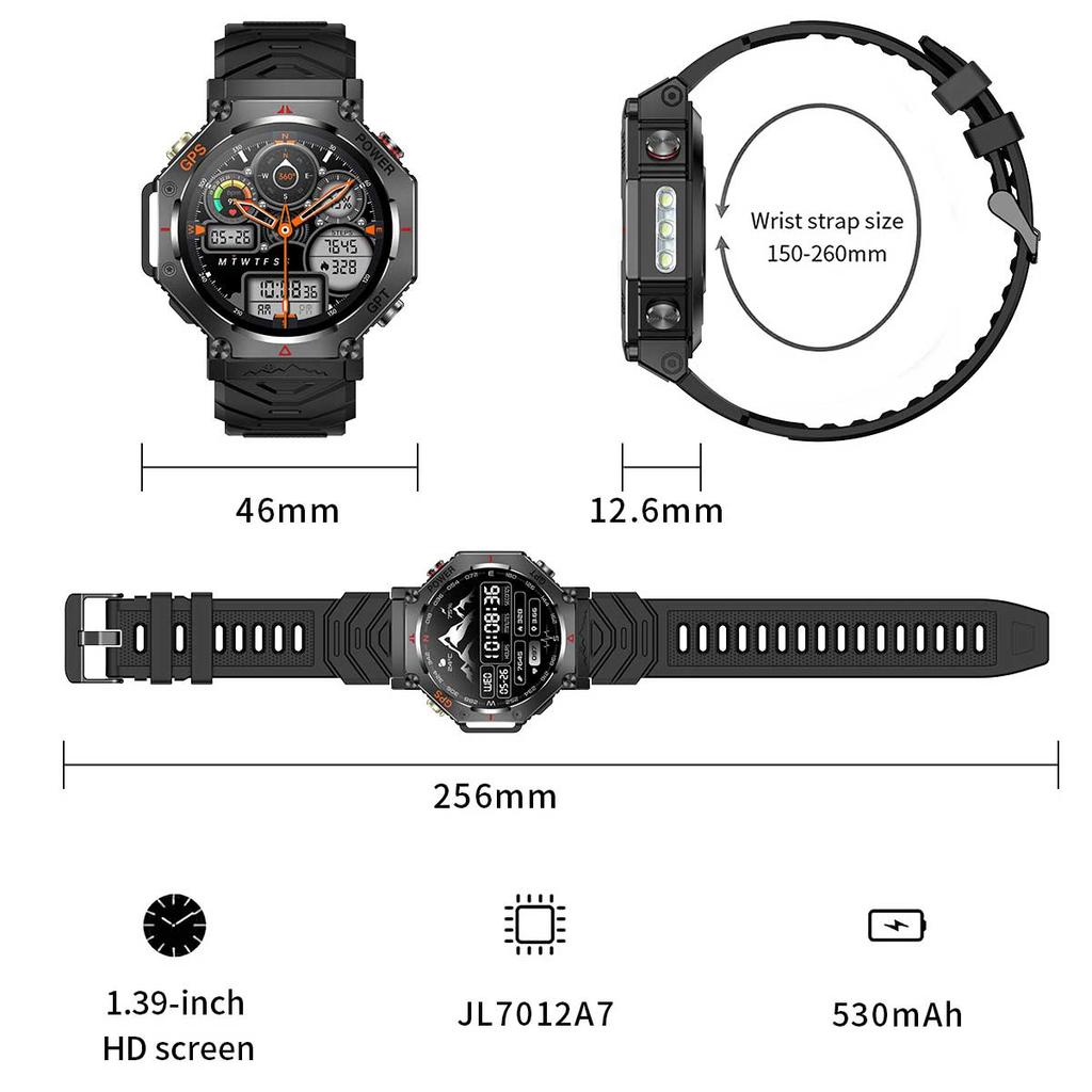2025 Новые Спортивные Смарт-часы для улицы GPS AMOLED Мониторинг сердечного ритма Светодиодный фонарик Звонки по Bluetooth Водонепроницаемость 3 АТМ Смарт-часы