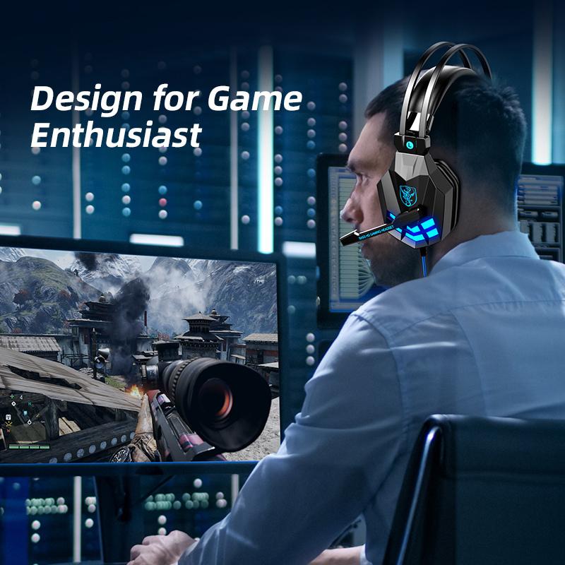 Sy850 Светящаяся игровая гарнитура с шумоподавлением, мягкие наушники с микрофоном для