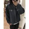 Унисекс washed canvas Harrington куртка с воротником-стойкой и множеством карманов