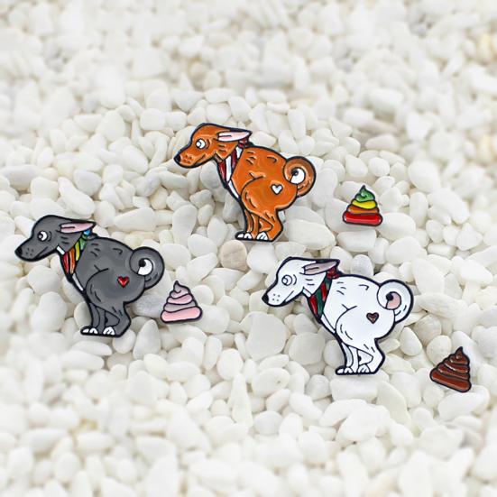 Милая собака Радужный какашка с рисунком животного, значок, детская эмалированная брошь, булавка, ювелирный декор