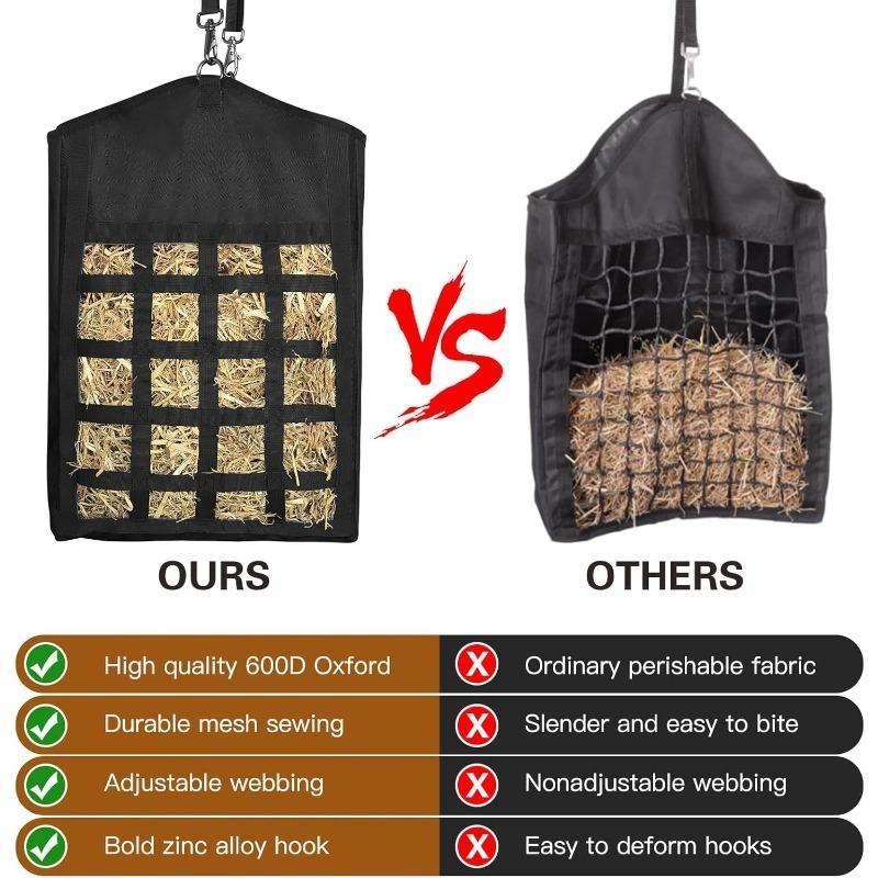 Сверхпрочные мешки для сена, медленная кормушка для лошадей, коз, овец, с передними сетками, ткань Оксфорд, широкое горло, легко вешать и наполнять