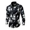 Men's Long-sleeved Flower Shirt Spring and Autumn New Casual Fashion Slim Shirt Big Size Men's Flower Shirt