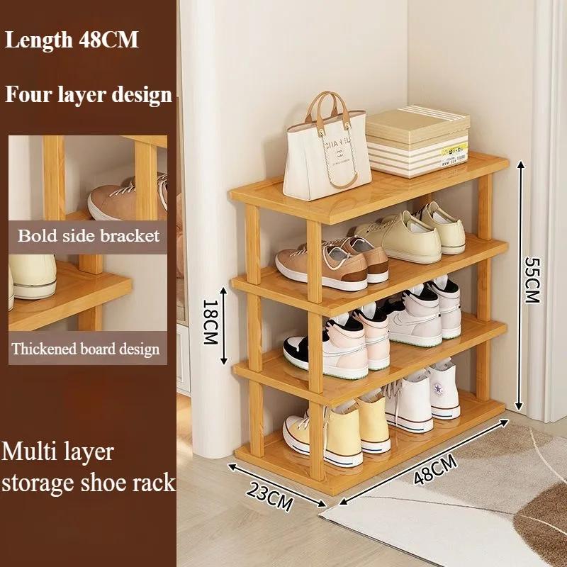 Wood Shoe Rack Multi-Layer Stackable Shoes Organizer Narrow Simple Entrance Shoe Cabinet Storage Shelf Home Space Saving Cabinet