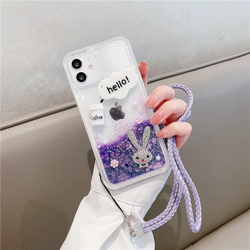 Силиконовый чехол для телефона Quicksand со шнурком для моделей Xiaomi 10, 11T Pro, Max 2, CC9, 8 — полный комплект с мультяшными рисунками для женщин и молодежи.