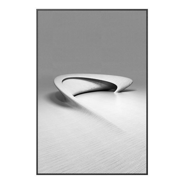 Рамка из цельного дерева, современная скандинавская черно-белая геометрическая космическая настенная живопись на холсте, печать плакатов, абстрактная линия, изображение для гостиной, домашний декор