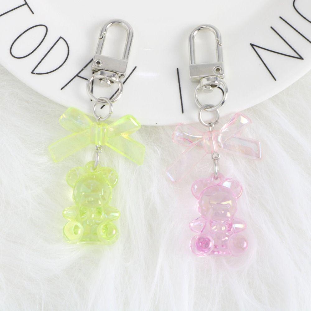 Candy Color Resin Gummy Bear Keychain Bag Decoration Lovely Bag Pendant  Bag Ornament