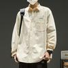 Мужская рубашка с длинными рукавами на весну и осень с простыми буквами для пожилых людей, однотонная рубашка с вышивкой, универсальная свободная рабочая хлопковая куртка