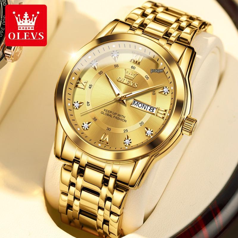 Oulishi Кварцевые Люминесцентные Часы с Двойным Календарем для Мужчин и Детей