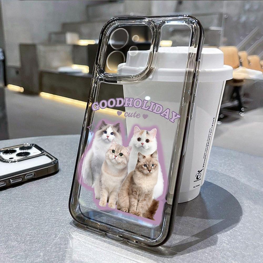 Чехол для телефона Cat для iPhone 13, чехлы для iPhone 11, 16 Pro Max, 14, 15, 12 XR, 13pro, 16pro, 16promax, 13promax, мягкие прозрачные чехлы из ТПУ, Fundas
