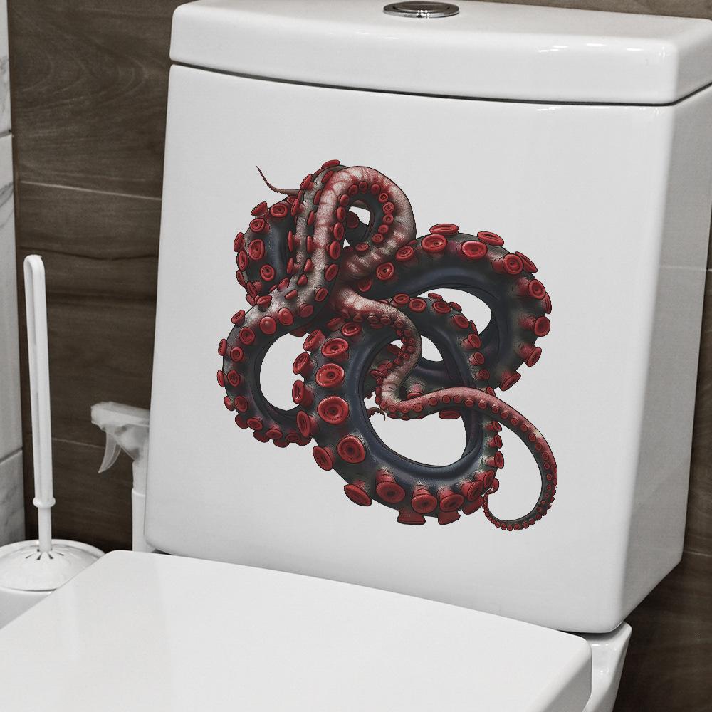 Осьминог Ванная комната Украшение для туалета Наклейки для туалета Самоклеящиеся