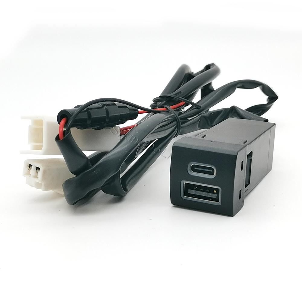 Двойной порт Автомобильное USB-гнездо Зарядное устройство для телефона Type-C PD QC3.0 Для Toyota Highlander Land Cruiser Prado 150 Rav4 Camry Corolla 18-22