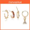 Rhinestone Geometric Stylish Earrings Set Alloy Four Piece Chic Set Jewelry