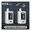 EYK Stereo 2.4G Wireless In-Ear Monitor System Adjustable Frequency Portable Rechargeable White Monitoring for Recording Studio