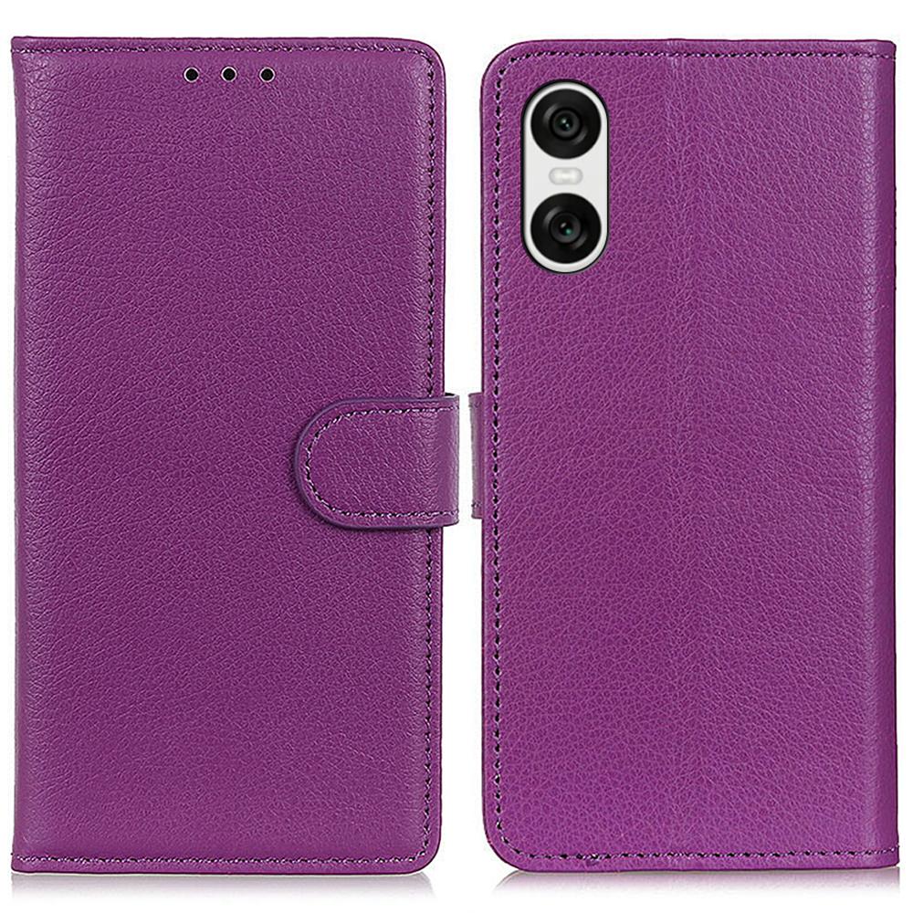 For Sony Xperia 10 VI Magnetic Case Wallet Leather Phone Cover with Litchi Texture