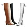 Women's High-heeled Boots Autumn and Winter New Solid-color Thick-heeled Pointed Boots Versatile Large-size Elastic Boots