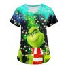 Women's Christmas Printing Uniform Work Uniform V-Neck Pocket Protective Work Uniform
