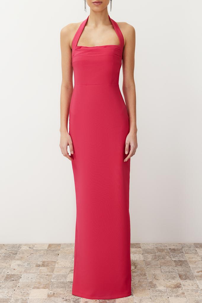 Women's Fashion New Evening Dress & Graduation Dress Black Fitted Woven Lace Collar Long Evening Evening Dress