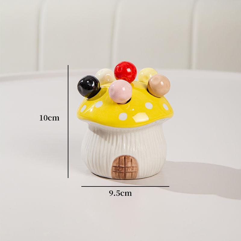 Креативный керамический набор фруктовых вилок в виде грибов Изысканная настольная банка для хранения Домашняя коробка для хранения фруктовых вилок Домашнее украшение Подарок на день рождения