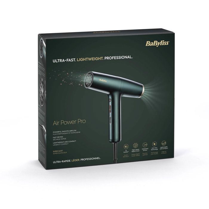 Фен - Babyliss - D6555DE - Air Power Pro ЗЕЛЕНЫЙ - Цифровой мотор - Ионная система - Ультра-тихий