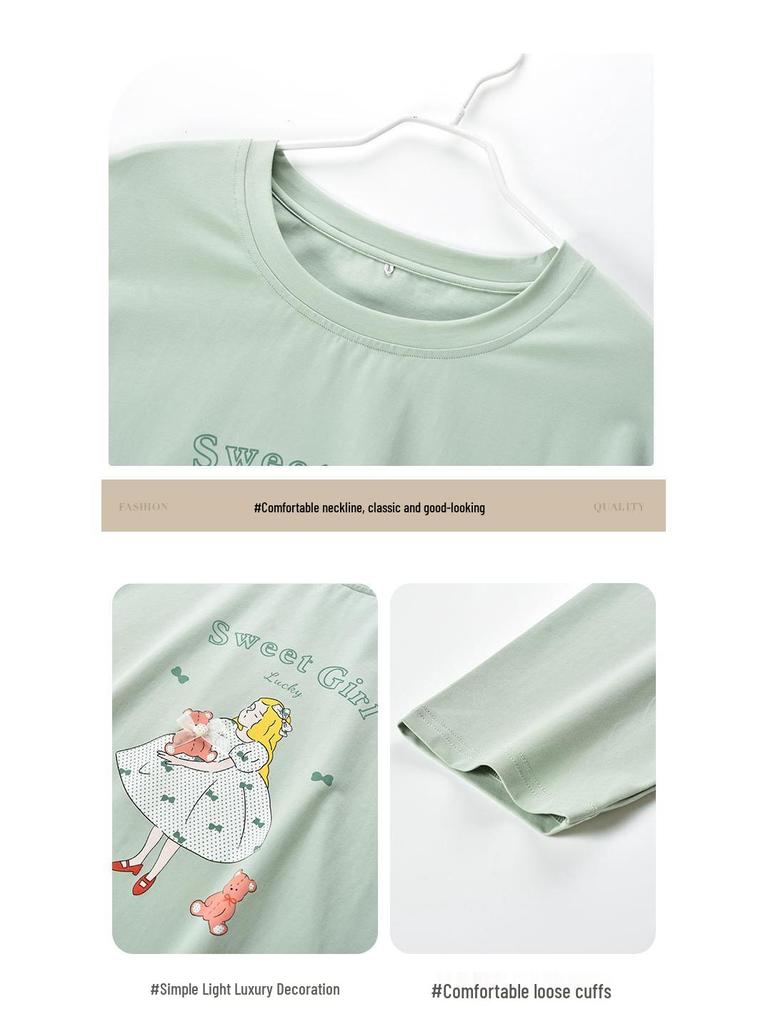 Женский осенний аниме пижамный комплект: Топ и брюки из лайкры и хлопка с длинным рукавом