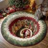 3D Special-shaped Christmas Round Carpet Imitation Cashmere Santa Claus Floor Mat  Home Decor