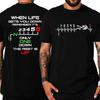 1N23456 Motorcycle Gear Biker Heartbeat Print Men T-Shirts Summer Men's Tees Shirt Male Oversized Clothing Graphic Y2k Tops