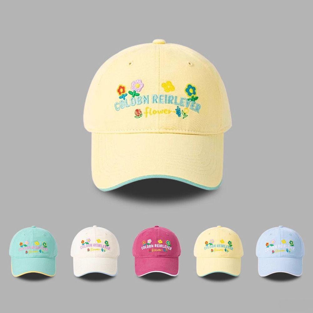 Cotton Floral Baseball Cap Letter Embroidered Streetwear Hats Casual Peaked Cap  For Women Girls