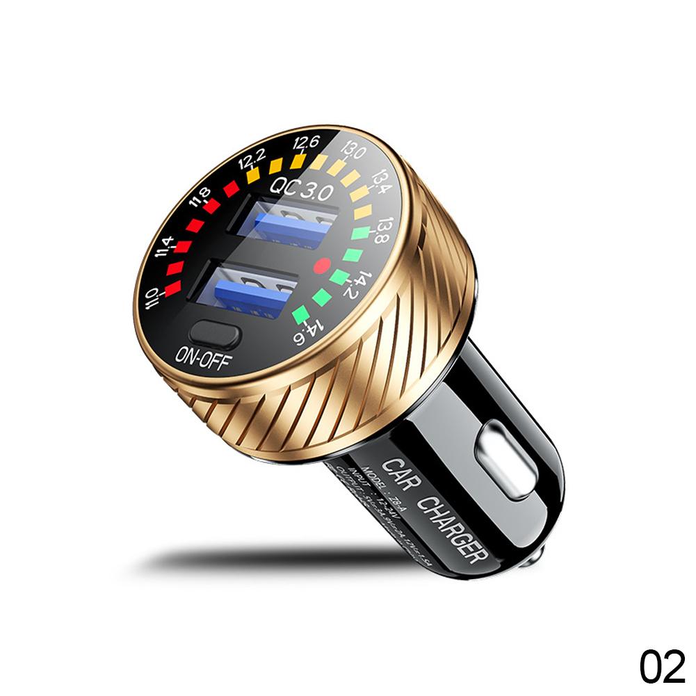 Car Dual QC 3.0 USB Charger Adapter 18W Fast Charging Marquee Light LED Voltmeter with ON OFF Switch 12V- 24V Waterproof