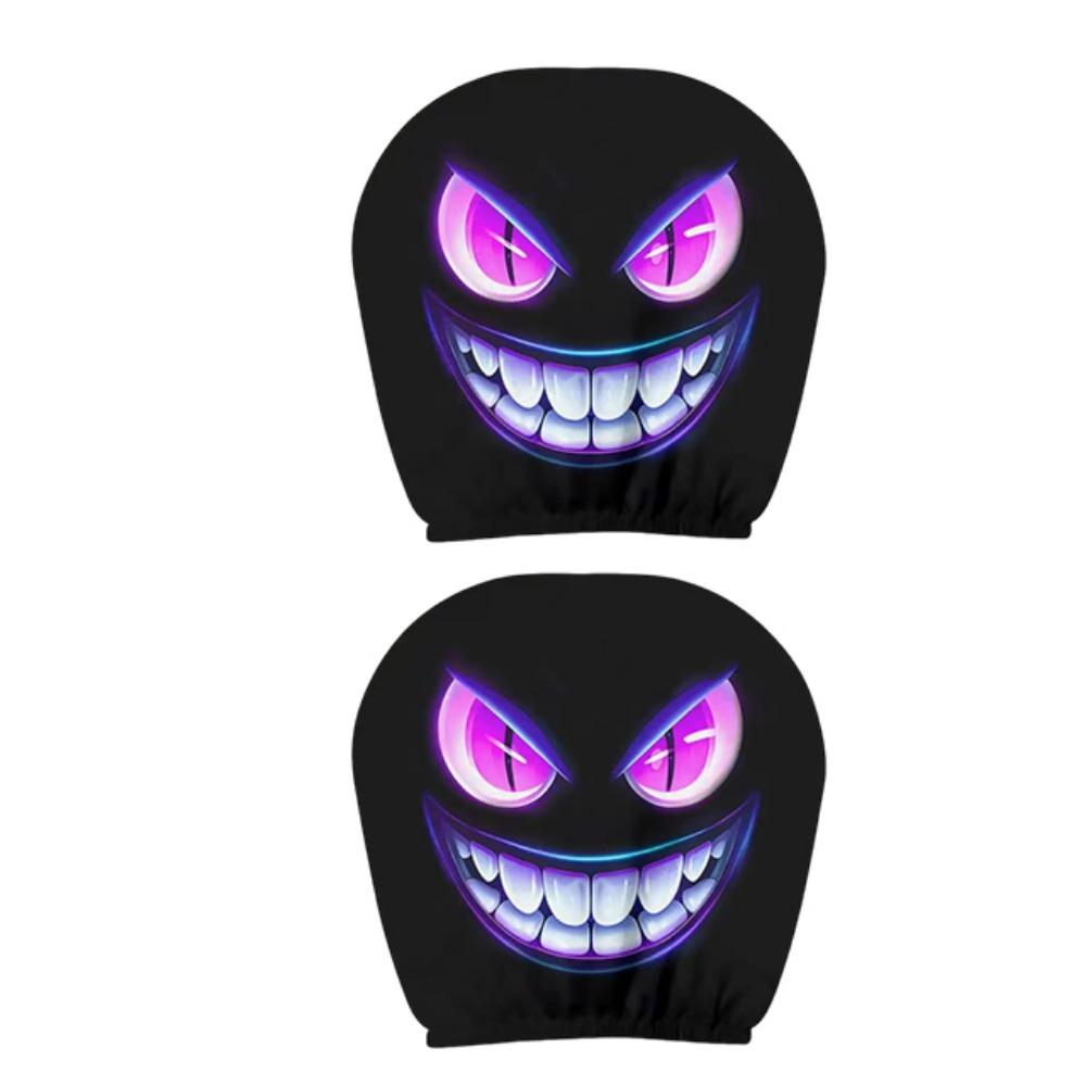2Pcs Cartoon Car Pillowcase Exaggerated Car Seat Headcover Halloween Christmas Holiday